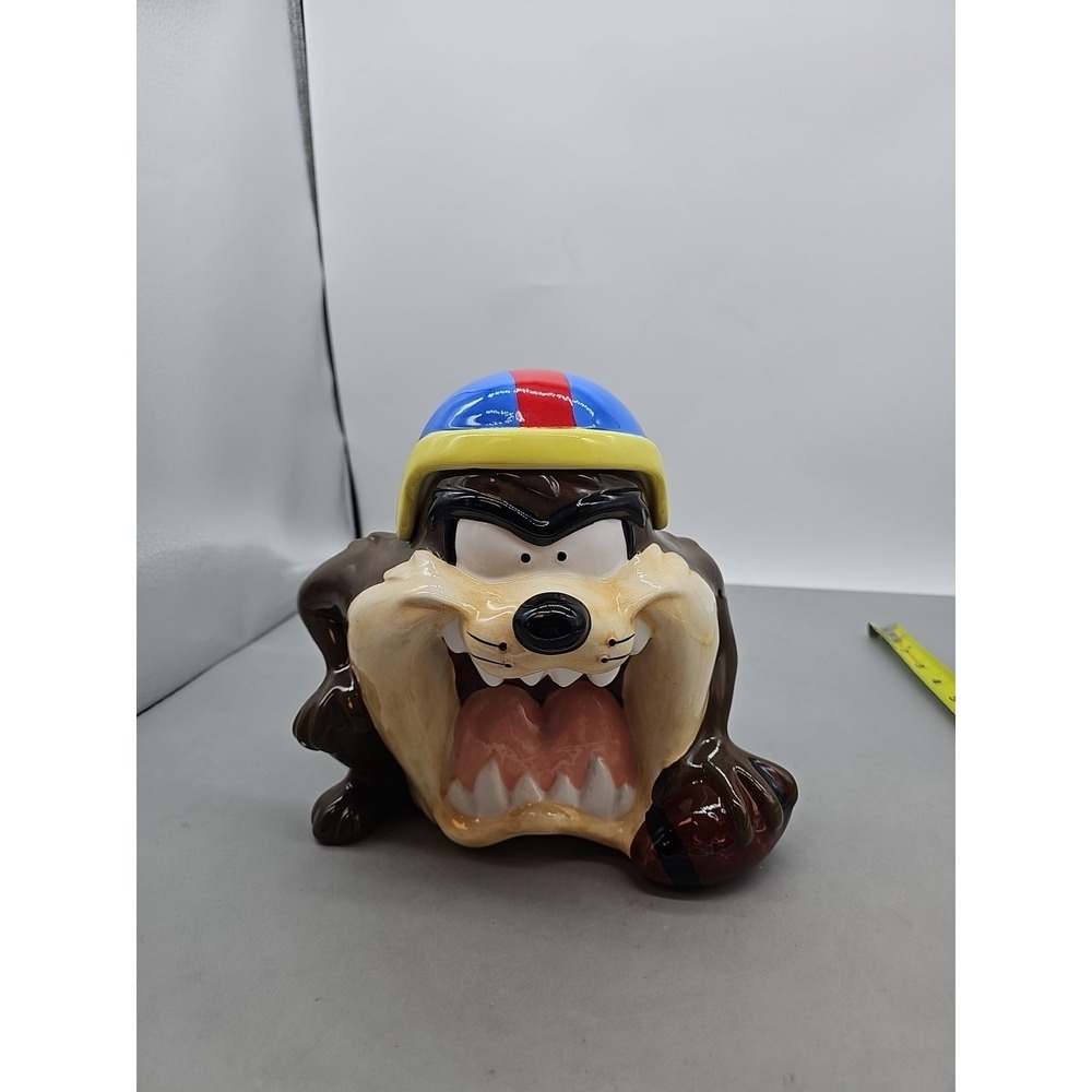 Disney 1993 FOOTBALL TAZ Tasmanian Devil COOKIE JAR Large 10" Warner Bros